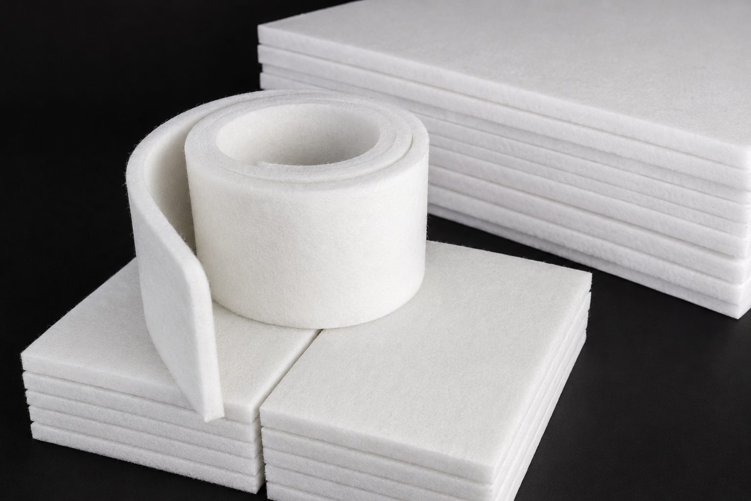 Rollo y hojas de fieltro industrial blanco para líneas slitter